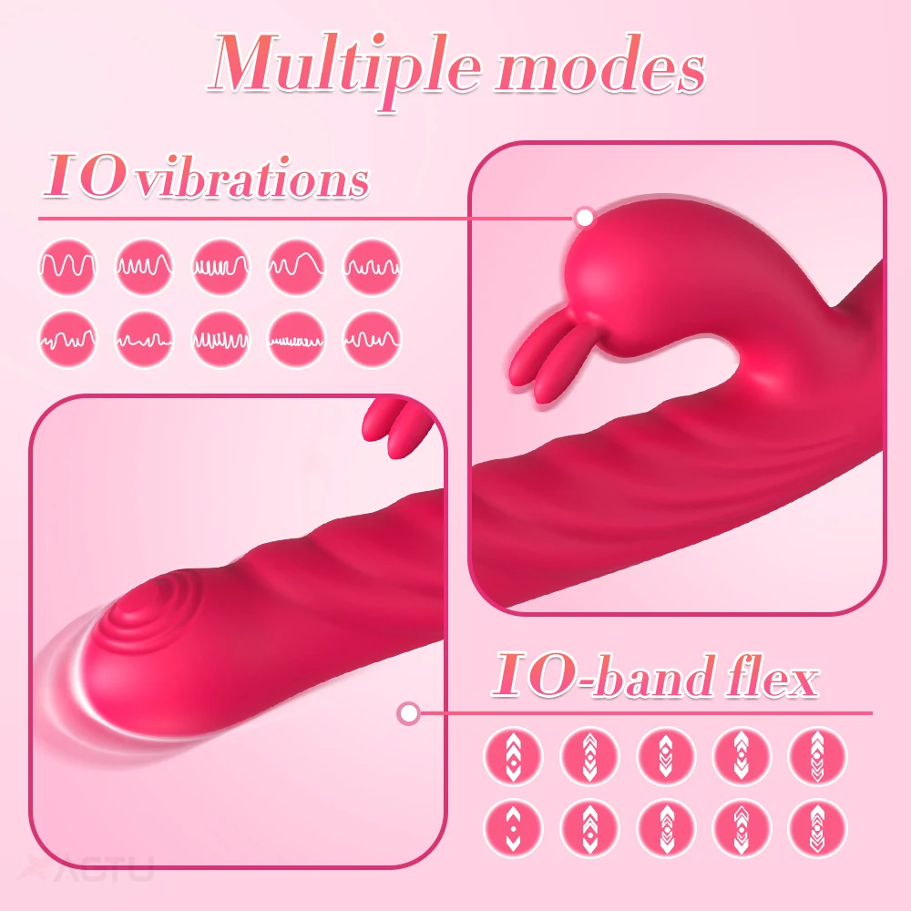 Telescopic G Spot Rabbit Vibrator for Women Nipple Clit Stimulator Vibrating Vaginal Massager Masturbation Sex Toys for Adults