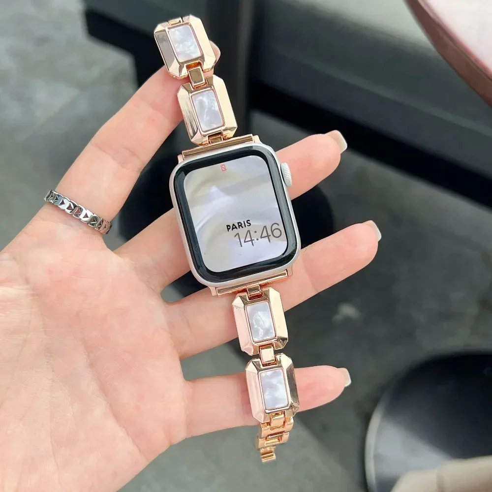 

Stainless Steel Strap Diamond Case For Apple Watch Ultra 2 49mm 10 42mm 46mm Women Band For iWatch 9 8 7 6 5 SE 44mm 40 41 45mm