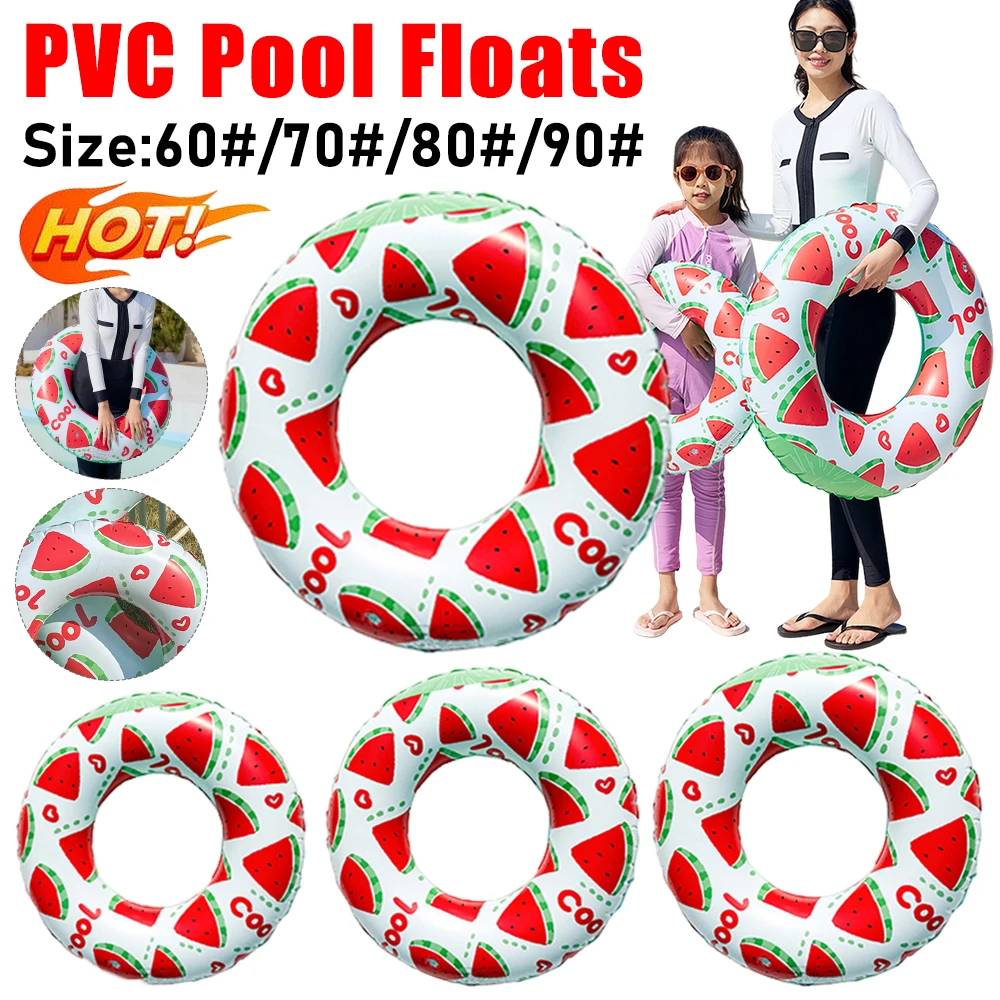 Pool Floating Rings Leakproof Blow Up Swim Tube Colorful Watermelon Pattern Swimming Rings Floaties for Kids Youth Adults