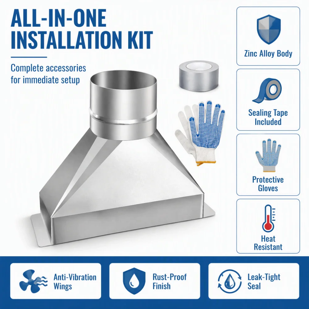 Easy Installation Microwave Vent Kit Galvanized Steel Rustproof Duct Transition Silver Exhaust Duct Fitting