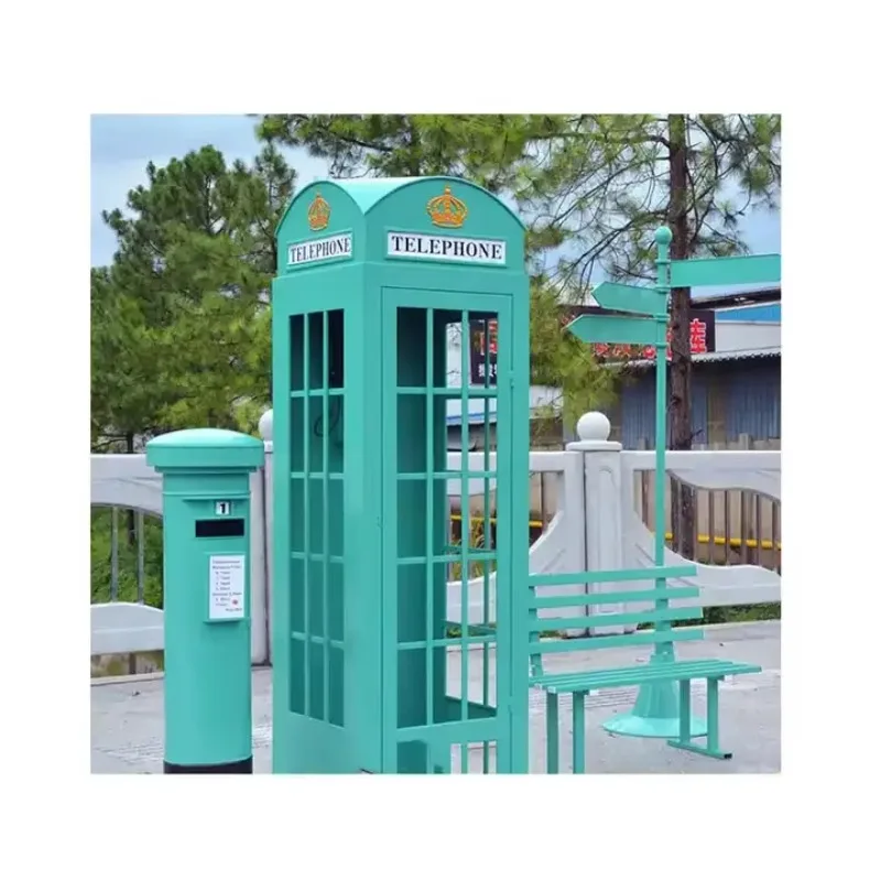 Design Metal Telephone Booth for Park Photography Studio Manicure Store Decor Iron London Phone Booth Model Casting