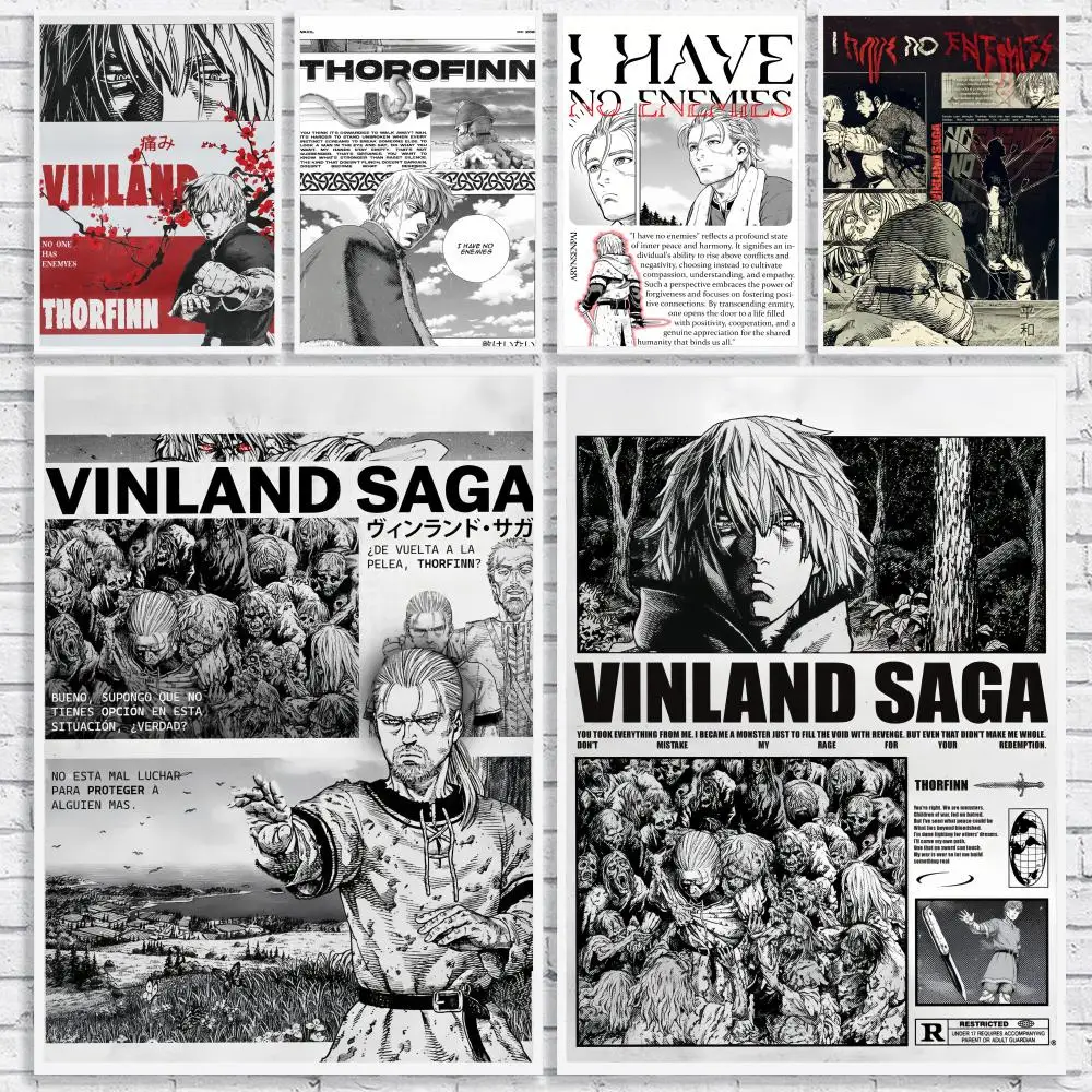 Historical Seinen Anime V-Vinland Saga Poster Versatile HD Waterproof Wall Art Self-Adhesive Decor for Any Space Ideal Gift