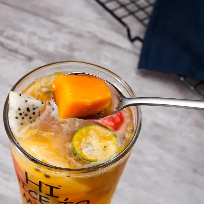 5/6 قطعة ملاعق الفولاذ المقاوم للصدأ ملاعق الآيس كريم مقبض طويل ملاعق القهوة اثارة ملاعق أواني المطبخ