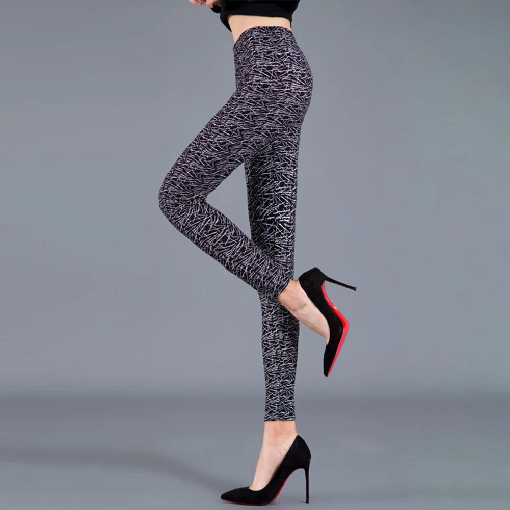 

Women Elastic High Waist Floral Leggings Exercise Trousers Push Up Fitness Pants Polyester Spandex Soft Stretch