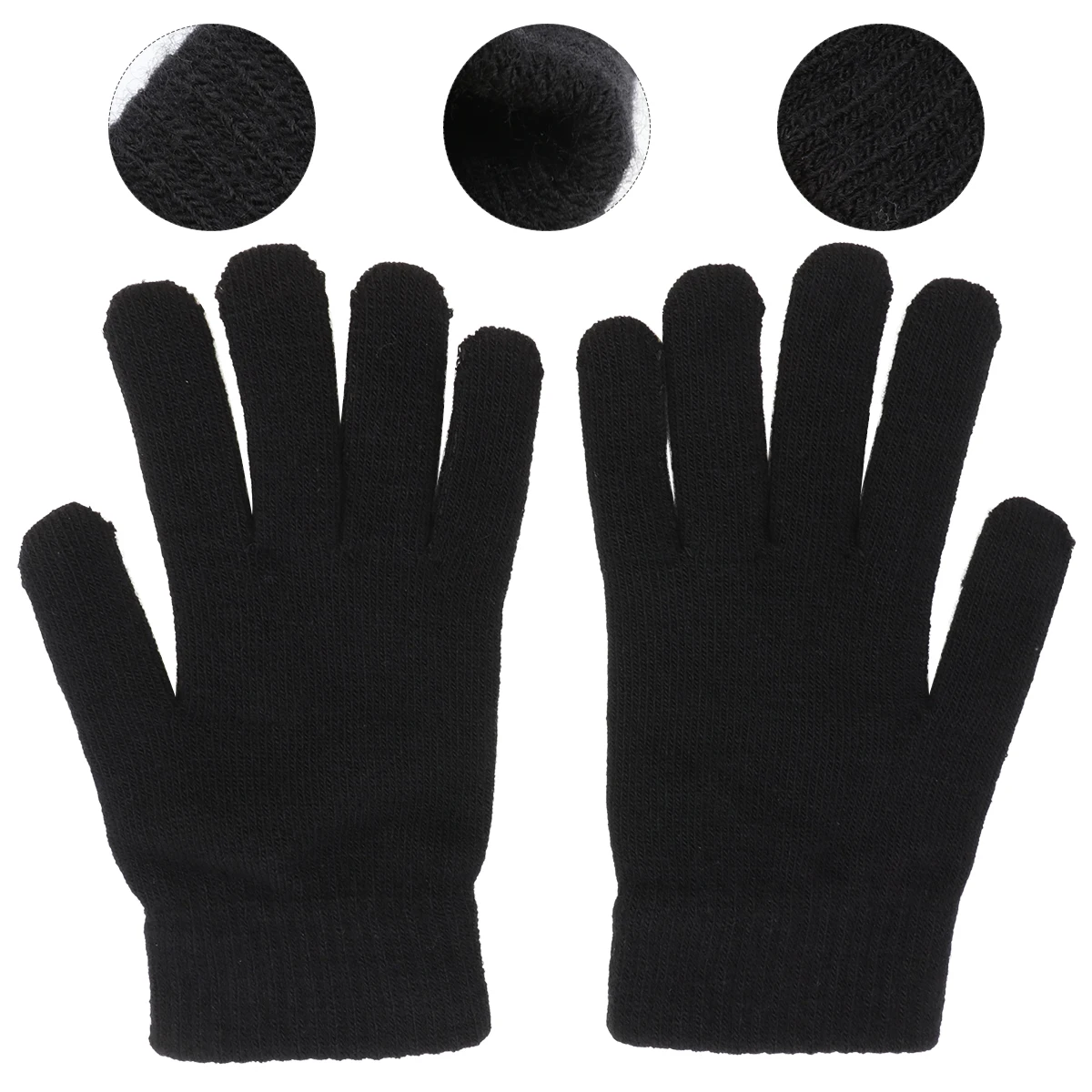 

1 Pair Winter Warm Knit Solid Color Full Finger Windproof Gloves For Outdoor Indoor Adult Cycling Gloves Gift For Family Friends