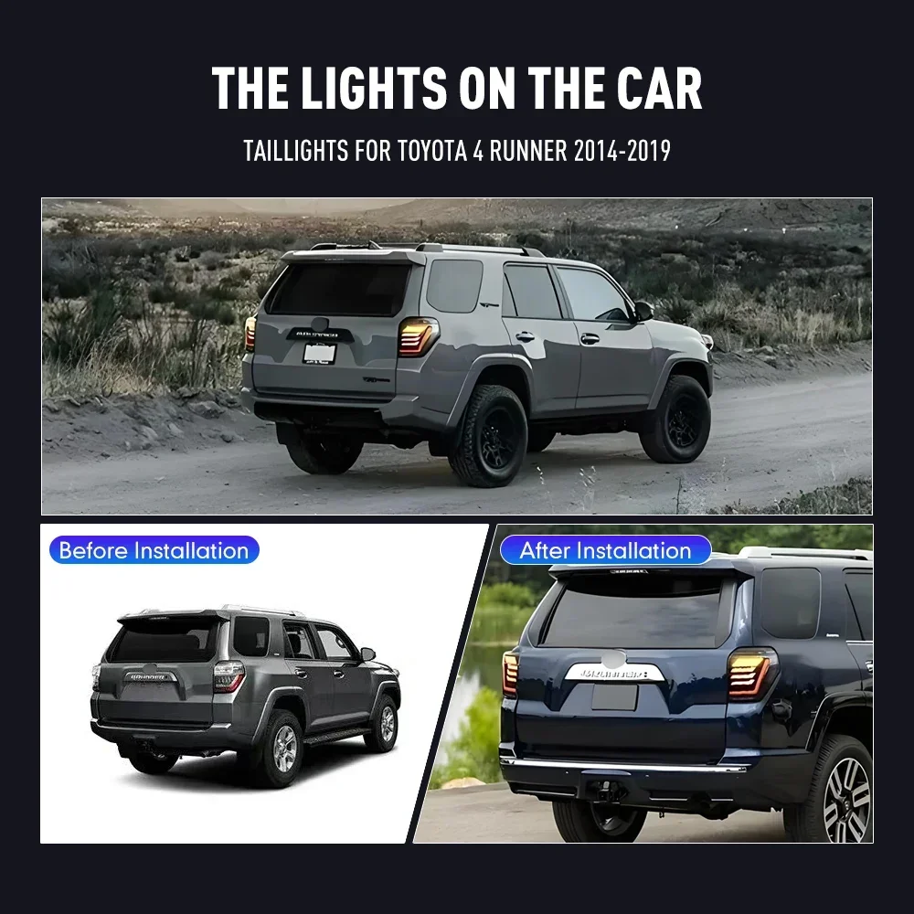 Par de luces traseras LED para Toyota 4 Runner 14-19 DRL señal de giro de freno inverso conjunto de luz trasera de coche Plug And Play