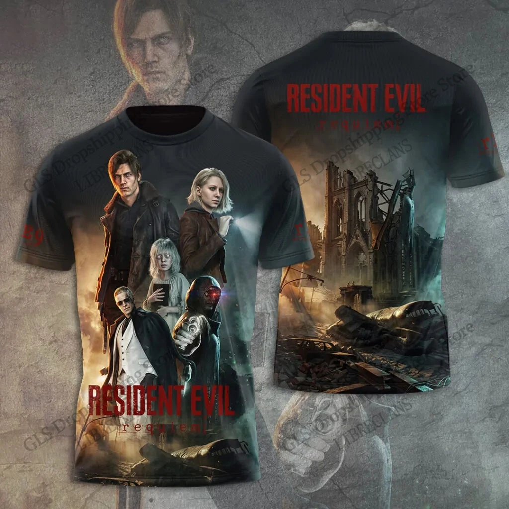 New Vintage Resident Evil 3d Print T-shirt Men Women Fashion Hip Hop Plus Size Streetwear Short Sleeve Tops Tees Kids