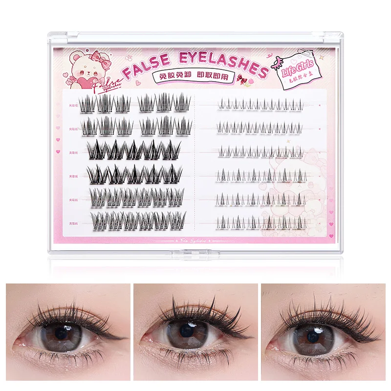 Life Girls Ciglia finte senza colla, set completo di ciglia finte, mix and match curl, ciglia finte superiori e inferiori