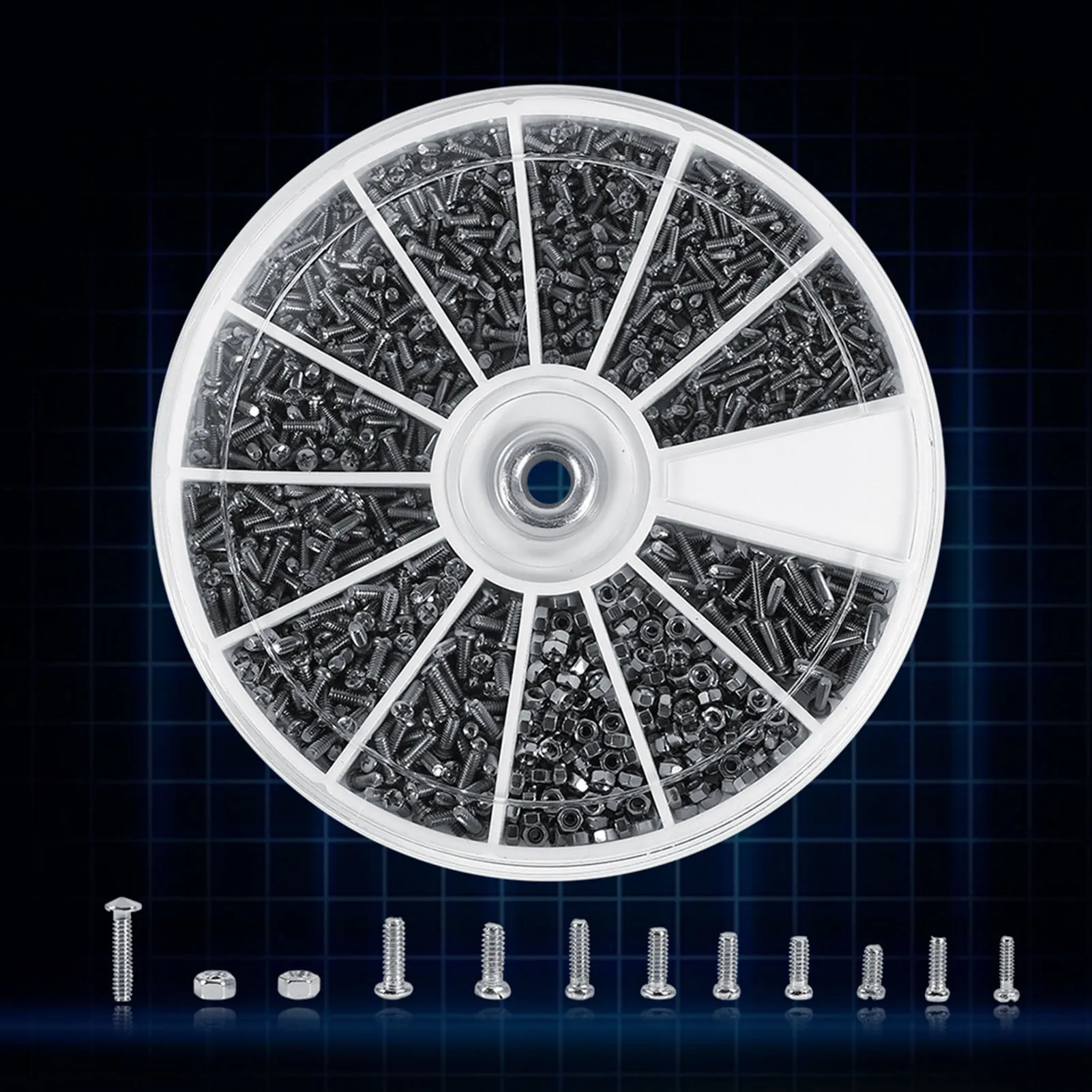 مجموعة مكسرات متنوعة للساعات وبراغي النظارات ، صغيرة ، 12 نوعًا ، M1 ، M1.2 ، M1.4 ، M1.6 ،