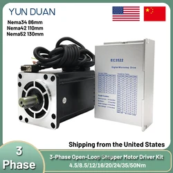 3 Phase Nema34 Nema42 Nema52 Stepper Motor 4.5/8.5/12/16/20/24/35/50Nm 14/19mm Shaft Motor AC80-240V EC3522 EC3822 Driver Kit
