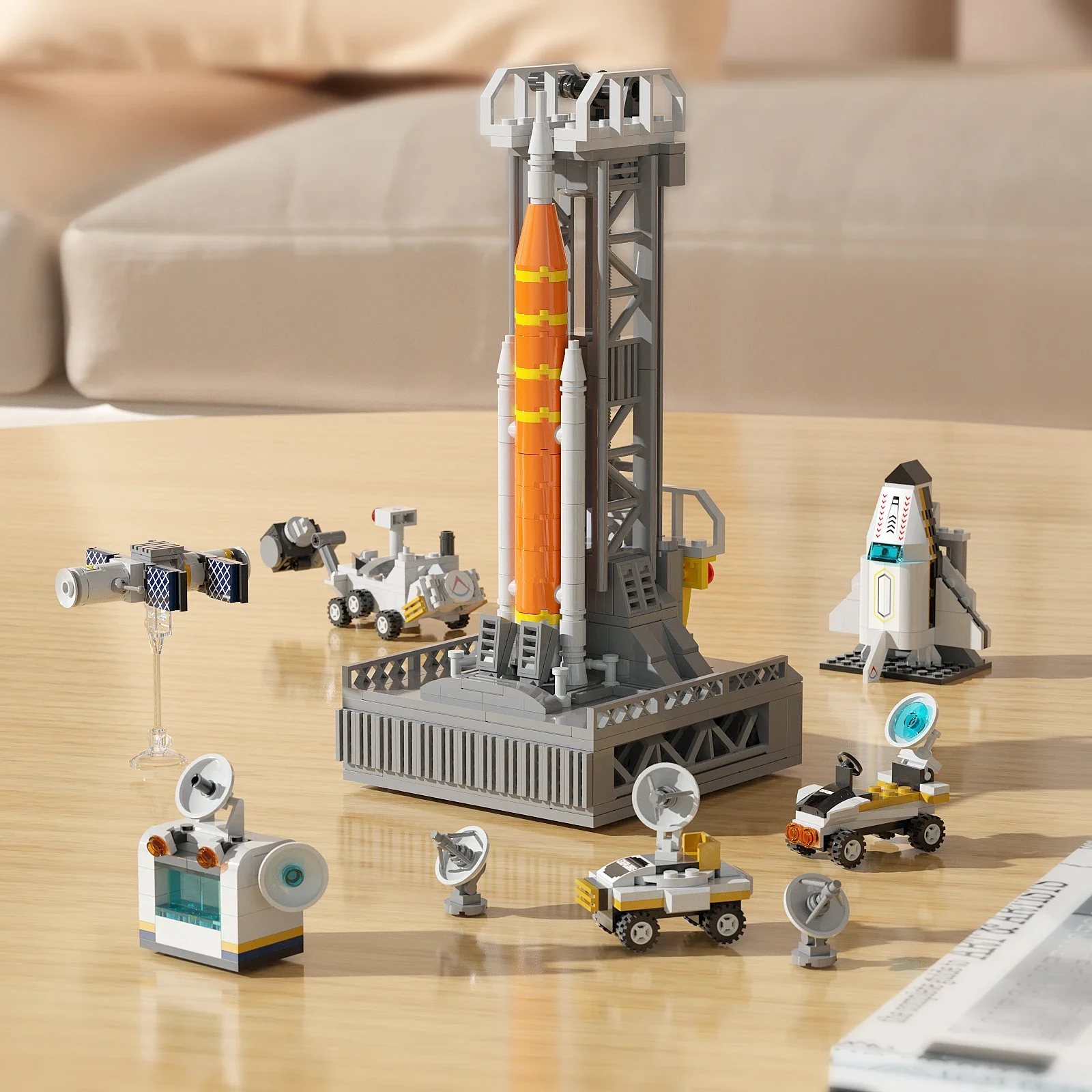 

Rocket SLS Lunar Orbit With Color Box and Paper Manual Building Blocks Set Construction Collections For Kids Birthday Gifts