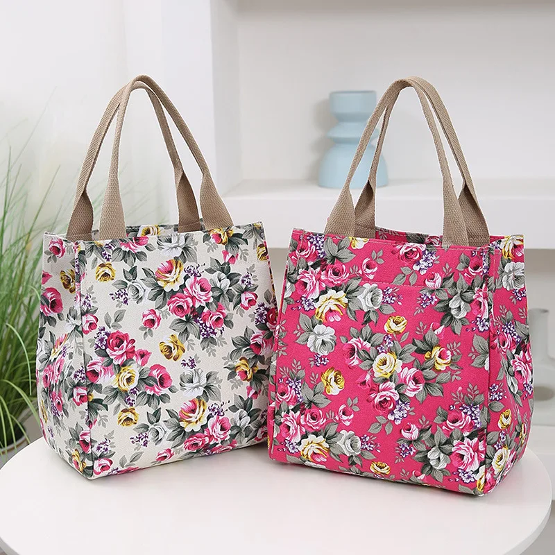 New Portable Mommy Bag Printed Satchel Women\'s Lunch Box Bag Retro Fashion Handbag Work Bag in Stock