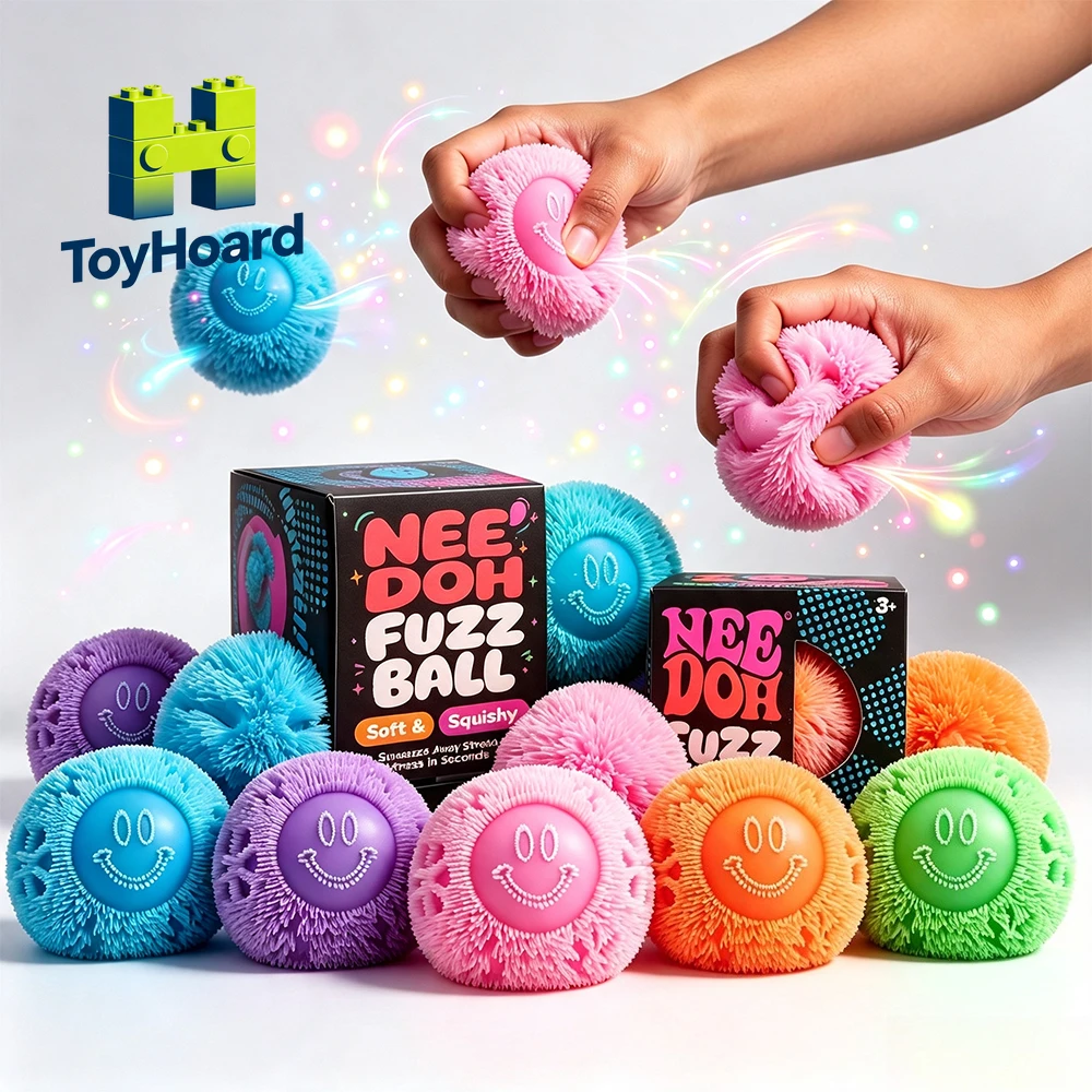 Smiley Face Fuzz Squeeze Ball Soft Spiky TPR Stress Relief Ball Fidget Sensory Toy Portable Anti-Anxiety Vent Toy Gift