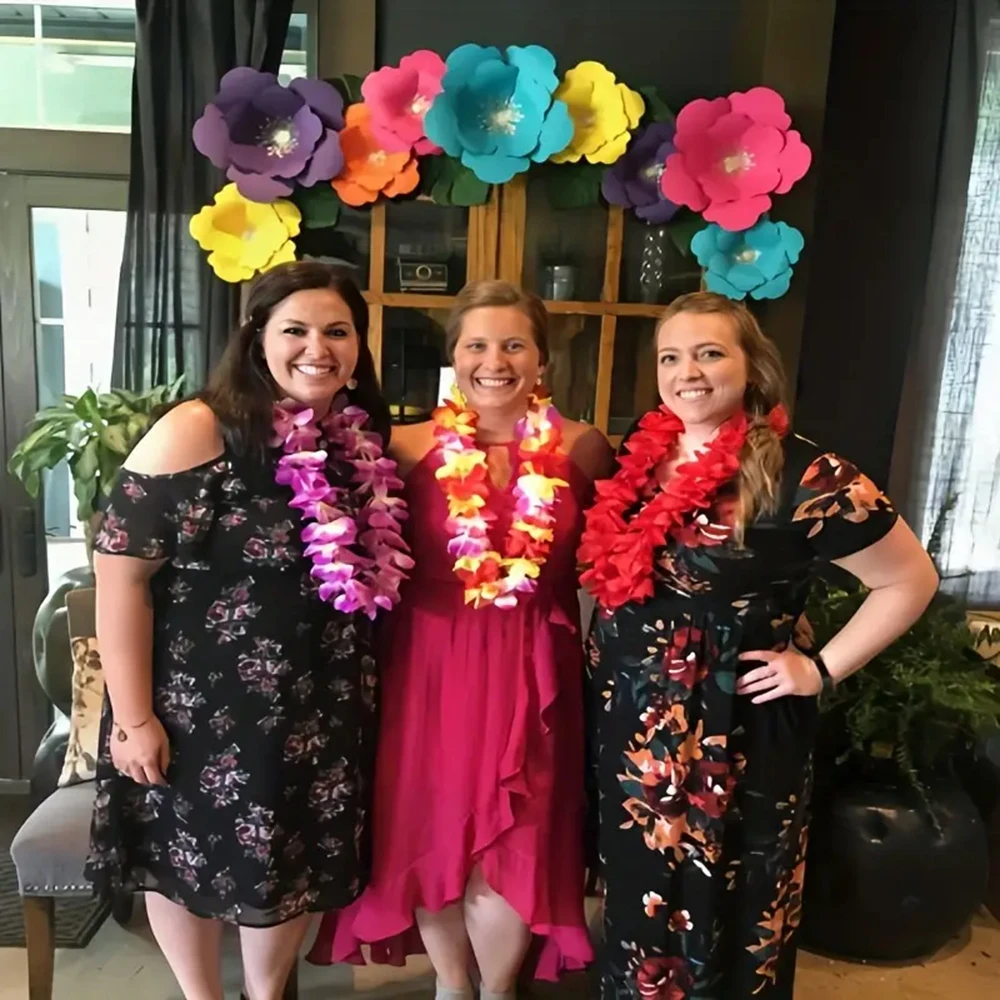 1/2 قطعة هاواي الاستوائية ليس رشاقته متعدد الألوان الأزرق الوردي هاواي إكليل جارلاند حولا الرقص حفلة الشاطئ زينة عيد الميلاد