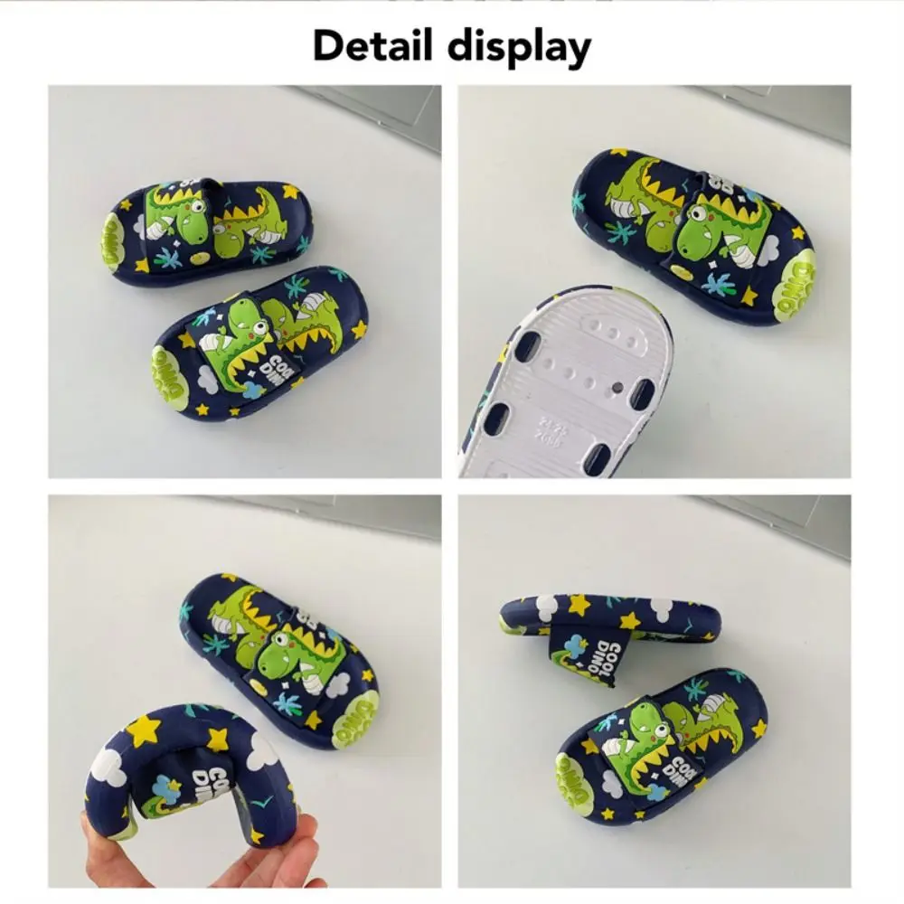 

Мультяшные милые тапочки-динозавры на платформе, нескользящие, с мультяшными животными, однотонные, из ЭВА, детские сандалии для ванной