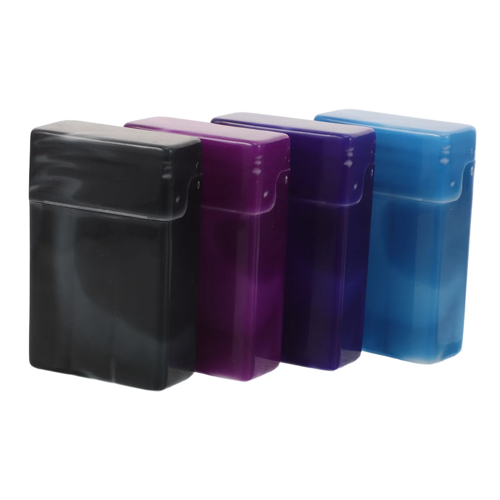 4 Pcs Backyard Tobacco Shell Plastic Cigarette Case Flip Lid Storage Casing Marble Texture