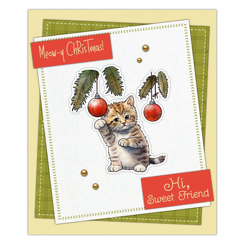 Mangocraft Christmas Bells And Cat Clear Stamps Winter Christmas DIY Scrapbooking Supplies Silicone Stamp For Cards Albums Decor