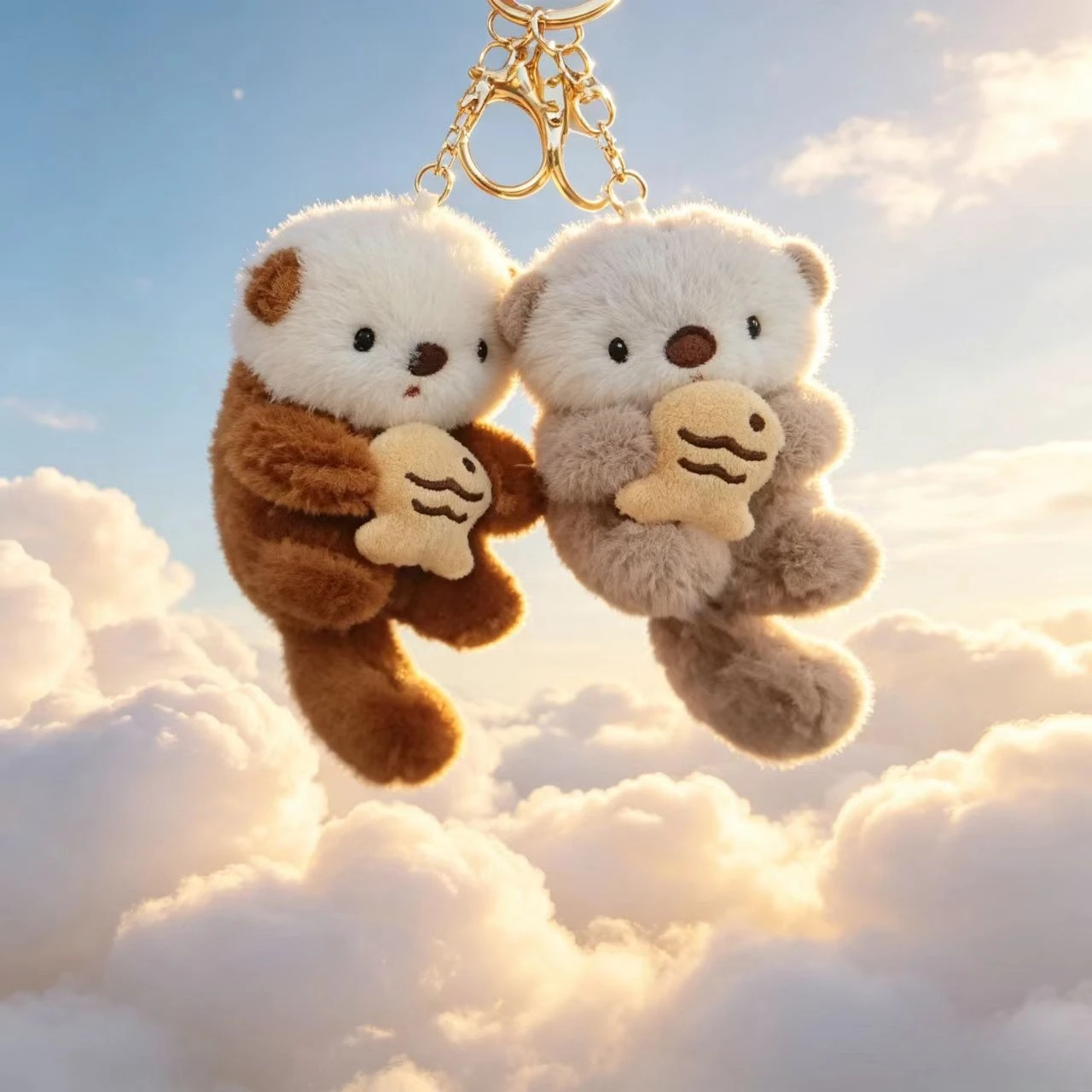 Cute Sea Otter Plush Keychain Fluffy Animal Bag Pendant view 2