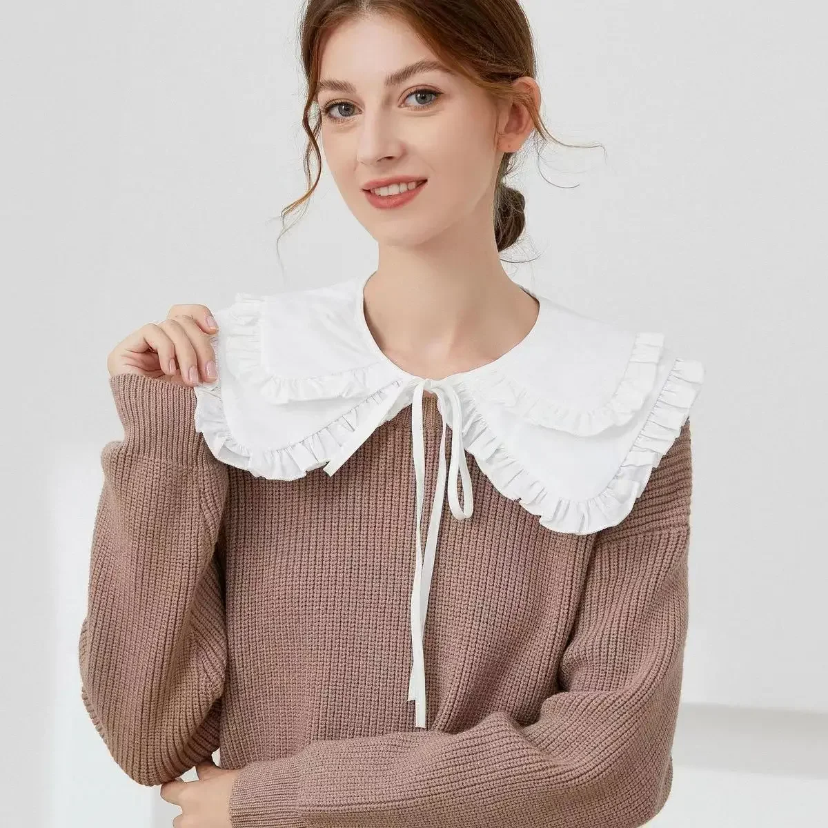 2025 Ins Fake Collar Plaid Shirt Detachable Collars Solid Shirt Womens Dickie Collar White Girls Top Clothes Women Dickey Collar