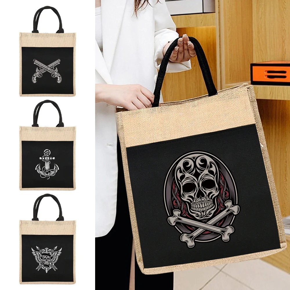 

Женские сумки для покупок, многоразовые сумки-тоуты для продуктов, серия с черепами, удобный для пикника и супермаркета