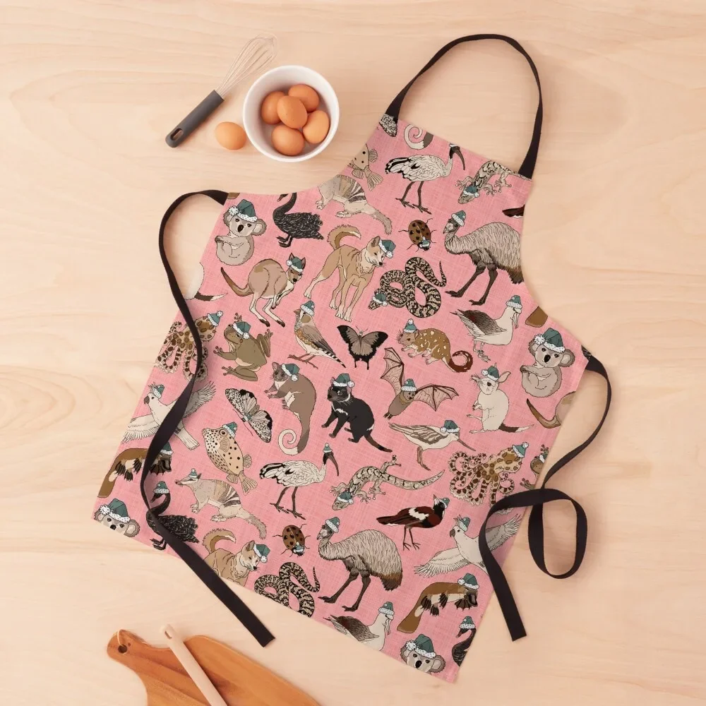 

Australian Christmas animals - pink Apron Chef Uniform Woman Waterproof Kitchen Woman Kitchen Tools Accessories Apron