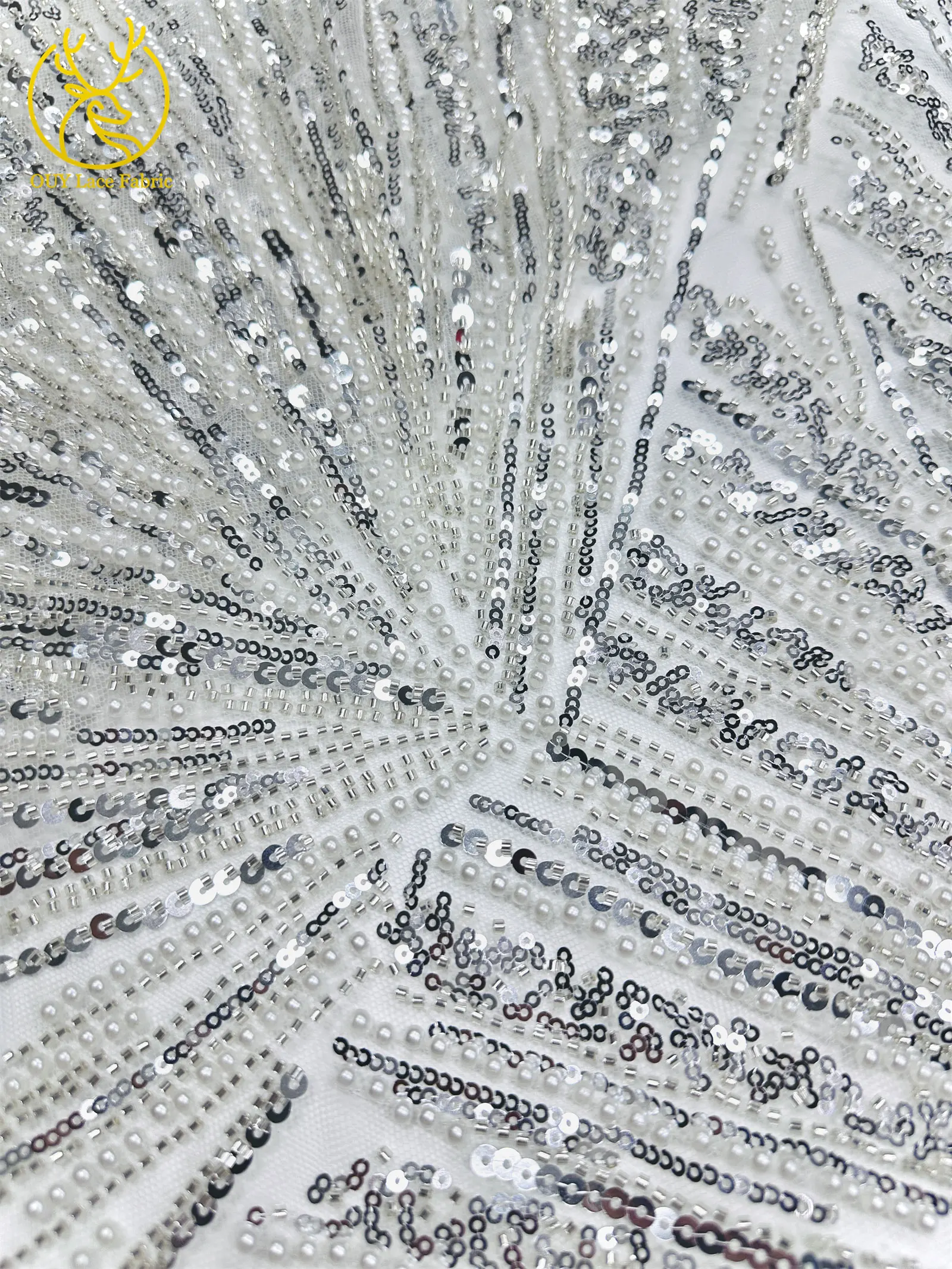 Afrikanischer Perlen-Spitzenstoff 2026 Heißer Verkauf Nigeria Französischer Tüll-Pailletten-Spitzenstoff für Party-Abendkleid-Nähmaterial 5 Yards – Detail 13