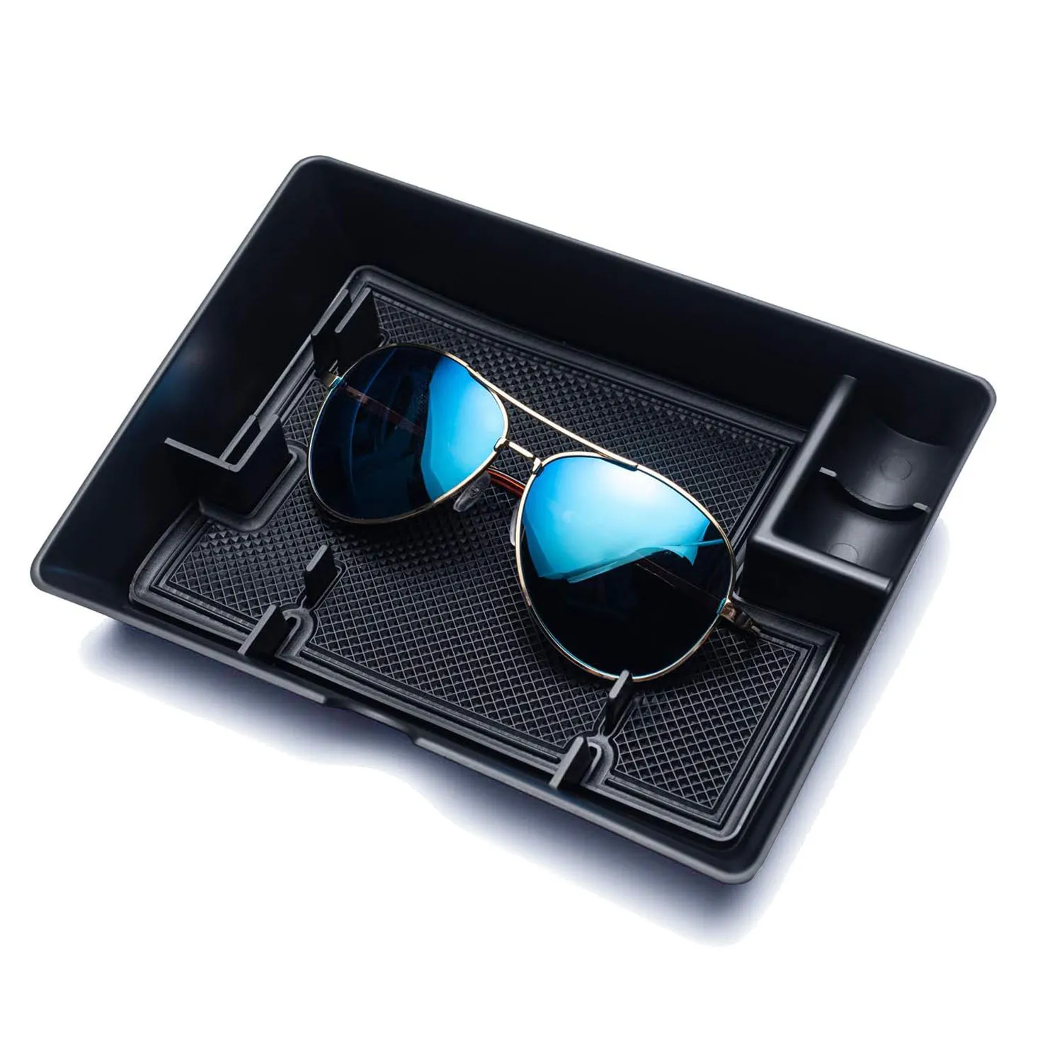 لوحة سيارة درج منظم لفورد F150 2015-2020 وحدة التحكم المركزية الأمامية داش إدراج حامل هاتف صندوق تخزين العملات المعدنية #3