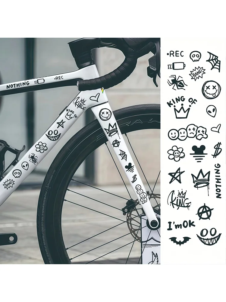 

Bicycle Stickers: Creative Cartoon Little Ghost Decals for Mountain Bike Down Tubes – Fun Road Bike Frame Decorative Stickers