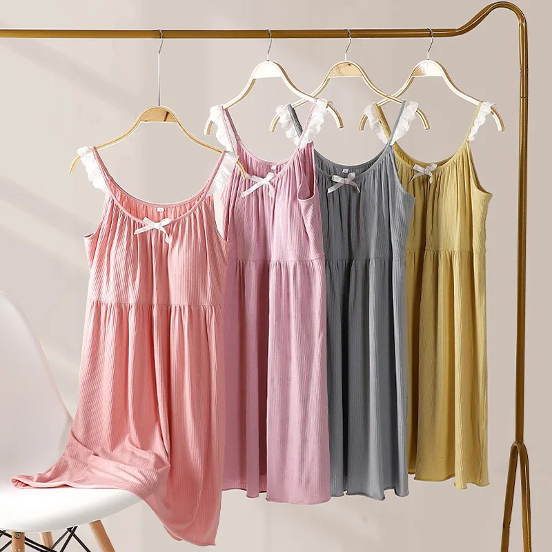 Summer Pajamas Women's Casual and Comfortable Suspender Chest Pad Pajamas Women's Loungewear Medium and Long Skirts