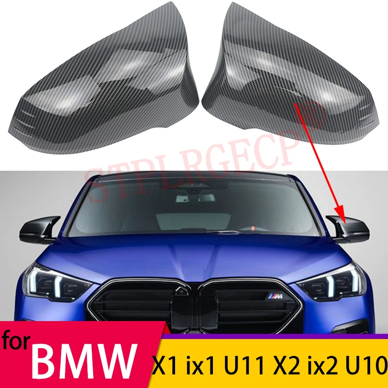 

For BMW X1 Ix1 U11 X2 Ix2 U10 LHD2x Horn Style Replace Carbon Fiber Rearview Mirror Cover Glossy Black 2024 2025 2026
