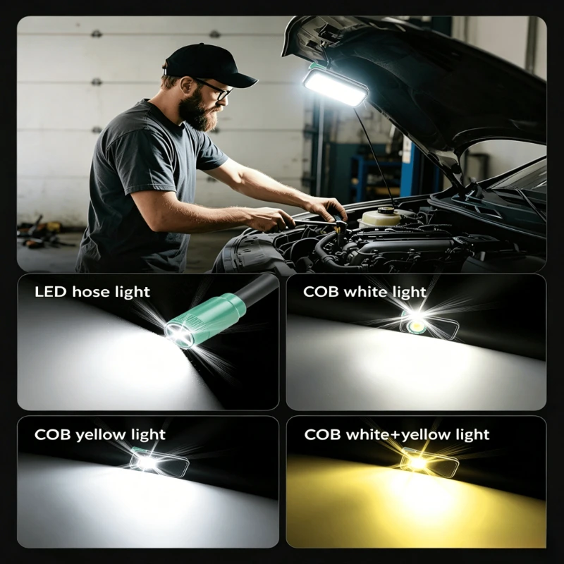 COB Work Light Flexible Hose LED Flashlight Rechargeable Magnetic Car Repair Light with Back Clip Ideal for Working Camping - view 5