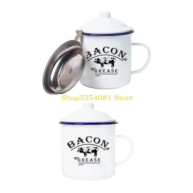 AXYC Enamel Cooking Pot With Two Handle 1200ML Traditional Kitchen Pot Great For Simmering Soup Or Storing Food