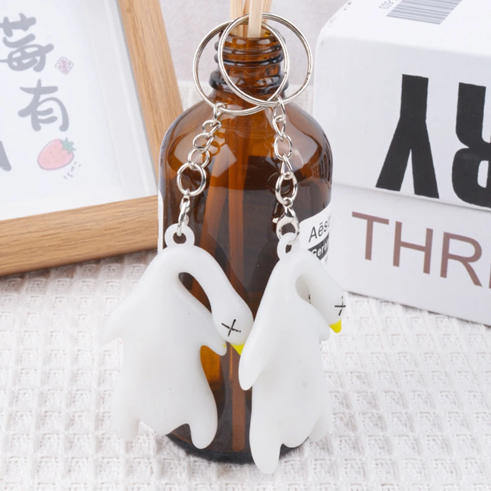 مضيئة مضحك أوزة المفاتيح بطة مشوية حبل كيرينغ ظهره قلادة سيارة معلقة اكسسوارات تغيير لون حقيبة مفتاح سلسلة هدية