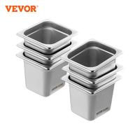 VEVOR 6/8Pack Hotel Pans 4/6-Inch Deep Steam Table Pans 1/6 1/3 Full Size Chafing Pan 201 Stainless Steel Catering Food Pan