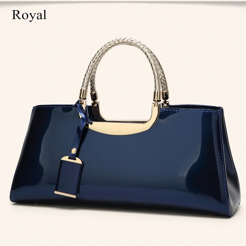 Women Elegant Waterproof Bright Smooth Leather Totes Bag Handbags Messenger Bag Bride Bag Dinner Party Evening Bag for Lady