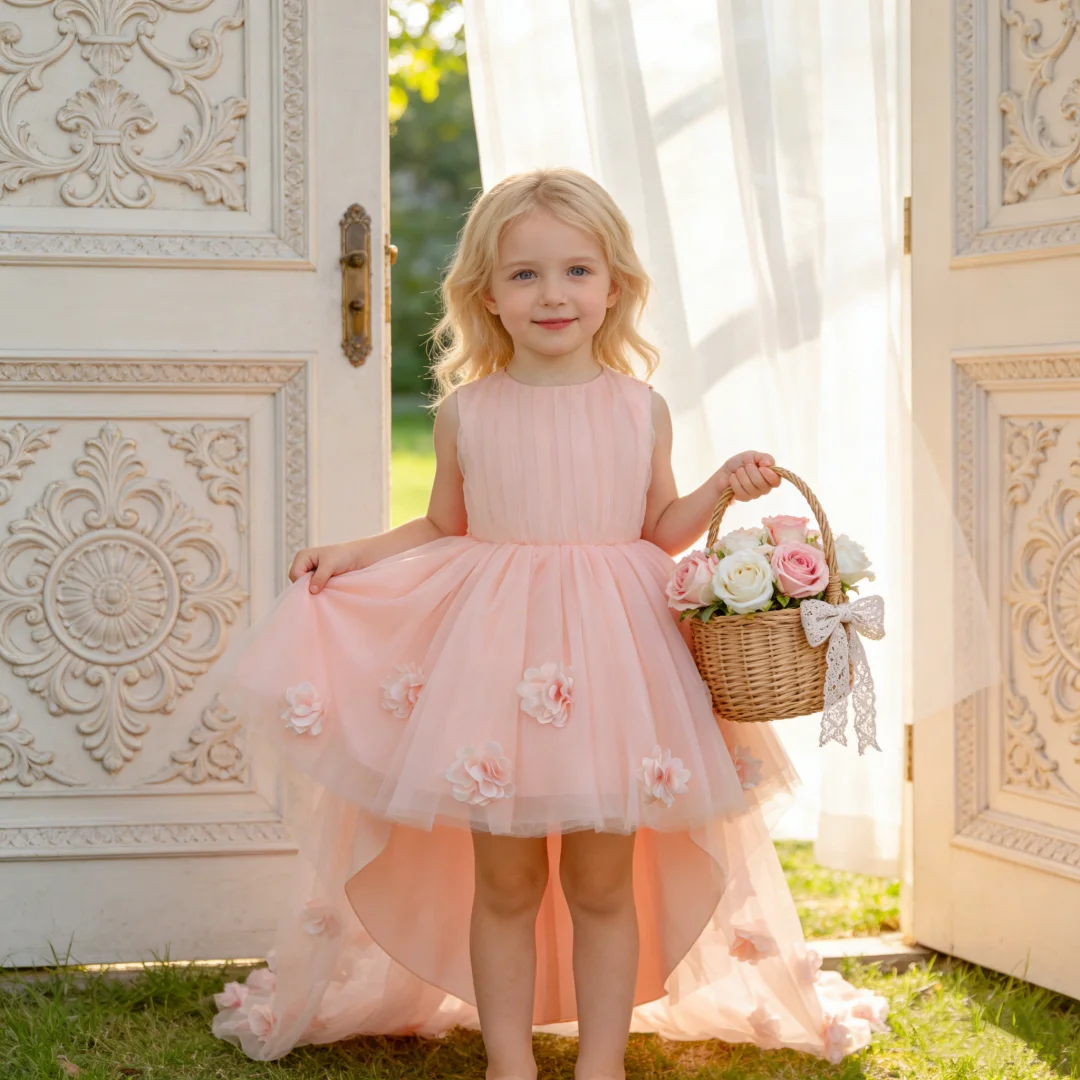 

Girls elegant party dress perfect for weddings and events design stylish train design elegant sweet floral dress ﻿ ﻿