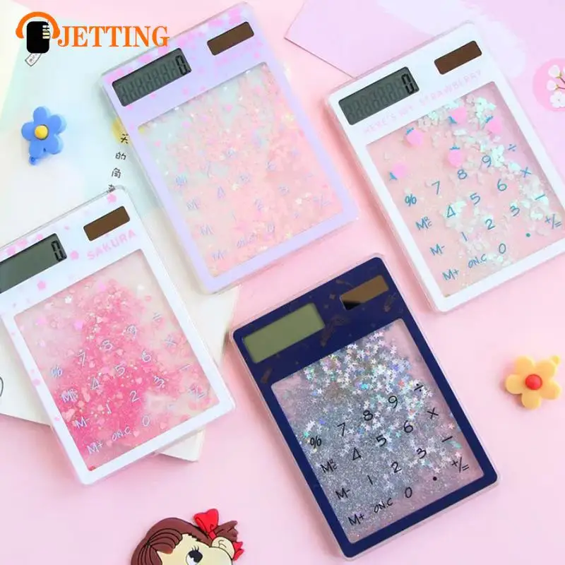 Creative Quicksand Cute Calculator Transparent Calculator Solar Energy Calculator Student Portable Touch Mini Solar Calculator