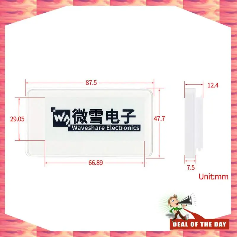 Consegna in 24 ore Waveshare Modulo schermo E-Ink Epaper Eink E Paper da 2,9 pollici wireless alimentato da NFC per APP Android mobile,