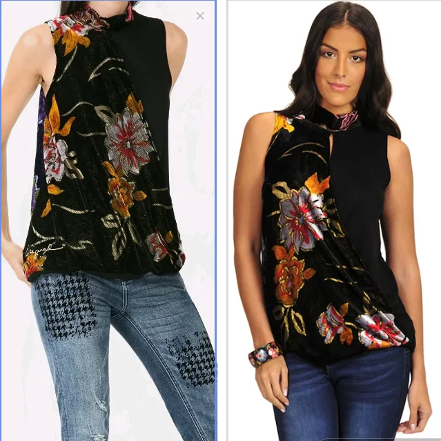 

Original order for foreign trade: A new style of slim-fitting, spliced sleeveless stand-up collar shirt from Spain