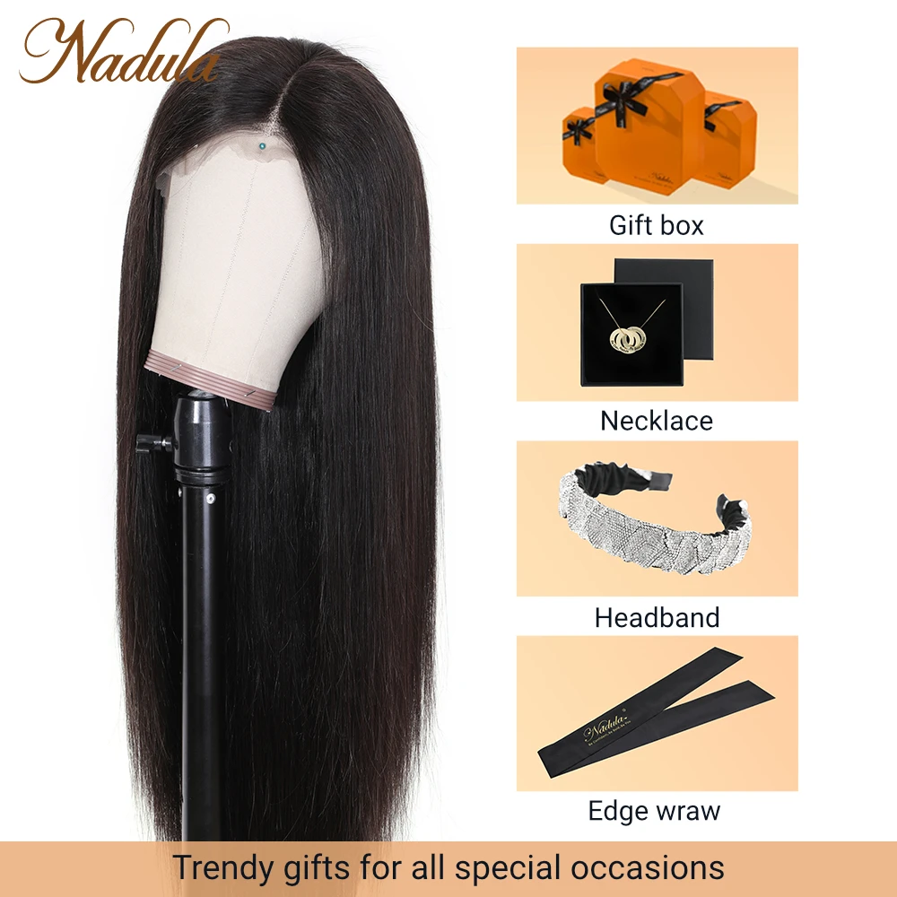 Perruque Lace Front Wig lisse brésilienne – Nadula Hair, cheveux naturels, 13x4, pre-plucked, 150%-180%, pour femmes africaines