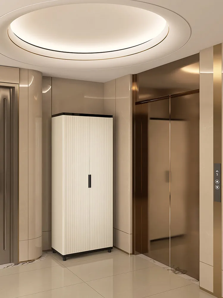 Household shoe cabinet Steel multi-layer elevator entrance integrated against the wall Large-capacity shoe rack