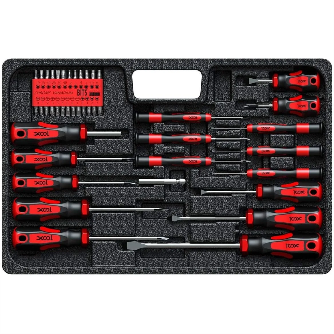 42PCS Magnetic Screwdriver Set with Case, Torx Phillips Flat Hex Pozi Non-Slip Tips for Home Appliance Repair