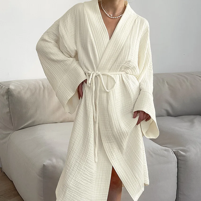 

Spring Summer Women's 100% Cotton Women's Nightgown Gown Robe Long Cardigan Sleeve Gown Morning Gown Pajamas Home Clothes