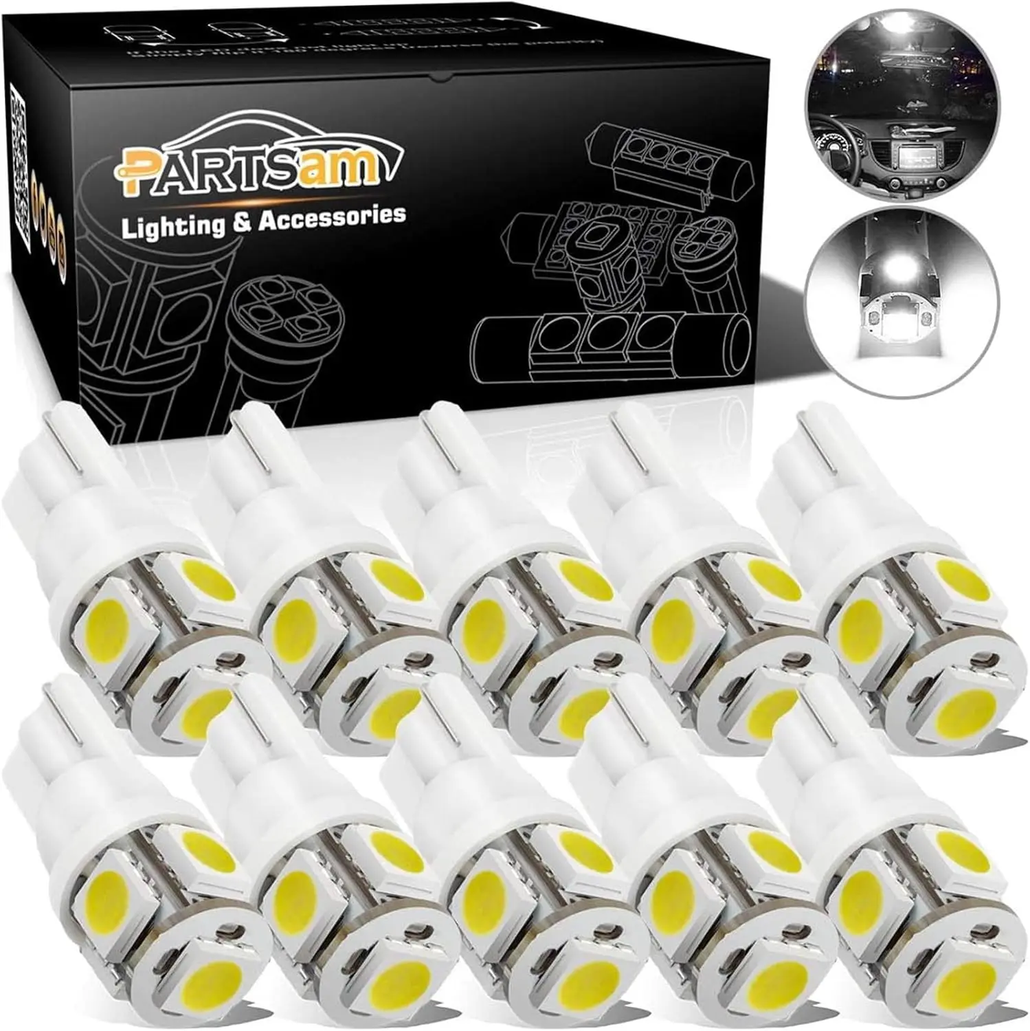 

194 168 LED Bulbs White, Super Bright T10 2825 Car Interior Dome Lights Bulbs 6000K 5050-SMD Chipsets Error Free for Car Dome Ma