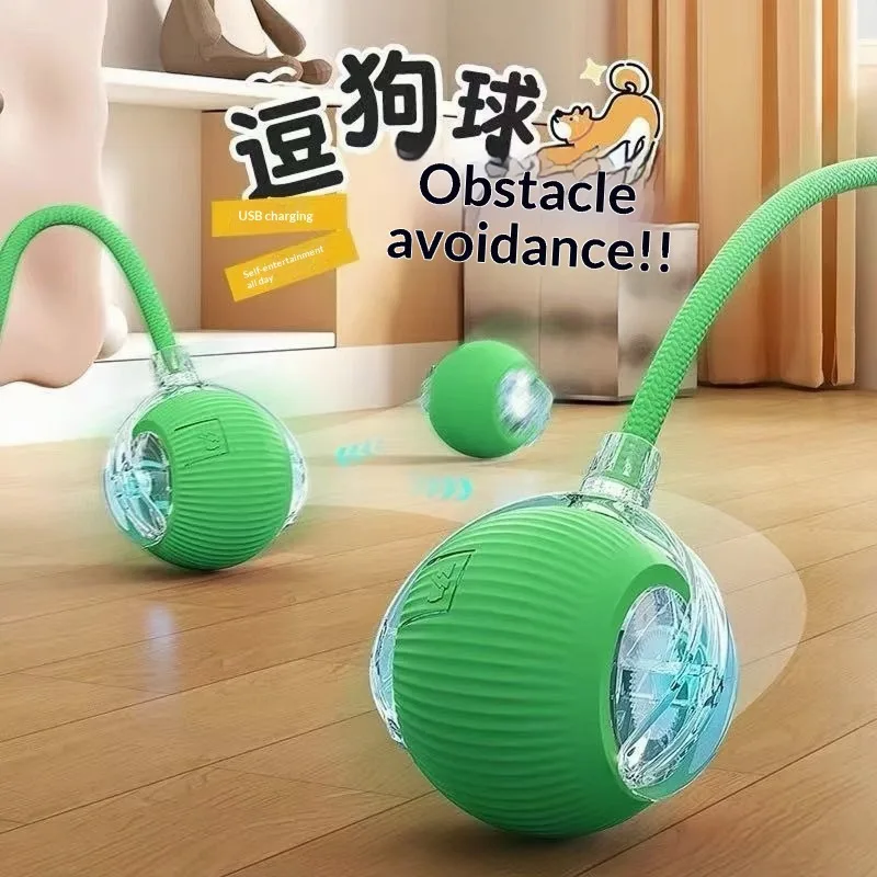 Interactive Cat Ball Toy Auto Rolling Smart Ball USB Rechargeable Silicone Obstacle Avoidance LED Light Self Play Kitten Pet Toy