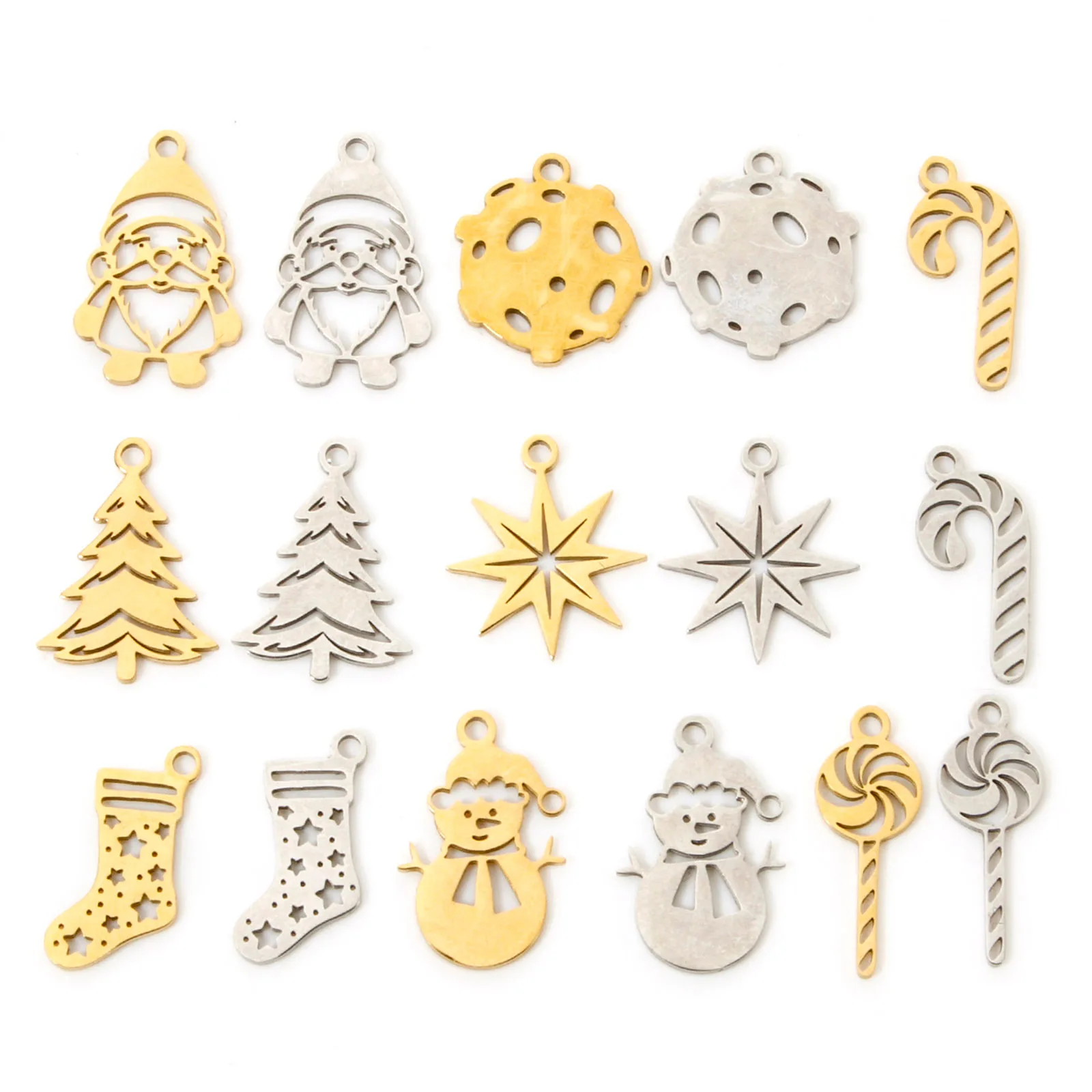 1Piece 304 Stainless Steel Christmas Charms Pendants Santa Claus Lollipop Sock For DIY Jewelry Necklace Bracelet Making Findings