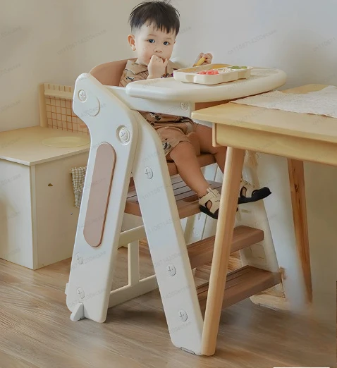 

Children's Dining Chair Multi-functional Plastic Foldable Household Baby Aged 0-6 Eats Growing Baby with Dinner Plate