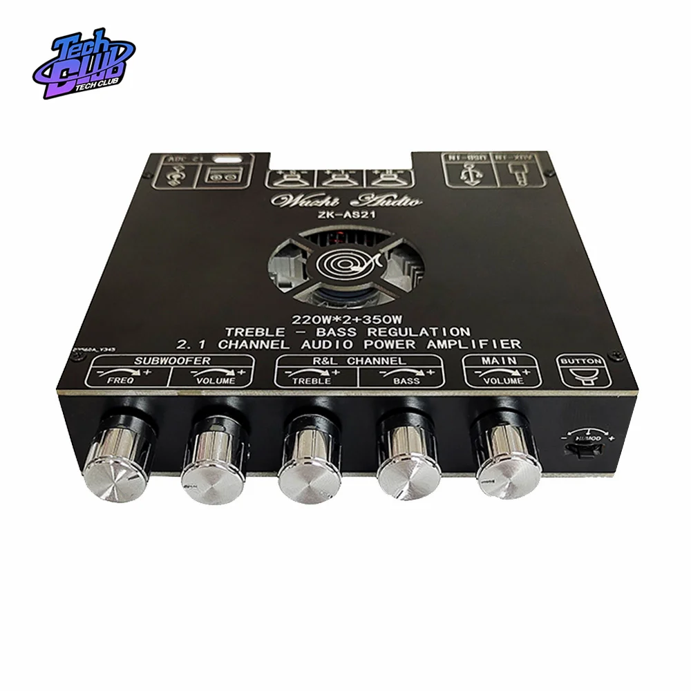 ZK-AS21 2.1 قناة 220WX2 + 350 واط TPA3251 بلوتوث متوافقة الرقمية السلطة مكبر للصوت مجلس وحدة عالية ومنخفضة لهجة مضخم الصوت