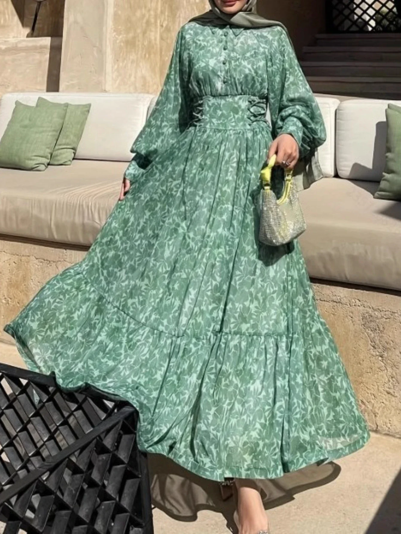Eid femmes Robe musulmane Abaya fête bouton revers Jalabiya Ramadan imprimer pansement robes Largos arabe longue Robe maroc caftan