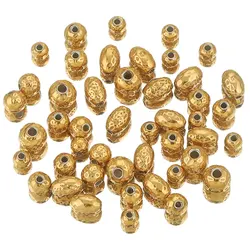 20PCS Stainless Steel Gold Plated Round Oval Dots Texture Small Spacer Beads for Needlework DIY Bracelet Jewelry Making Craft